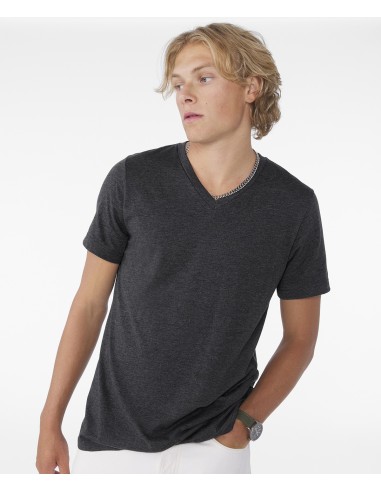 B-CV09H-Tee-shirt col en V unisexe en polycoton manches courtes